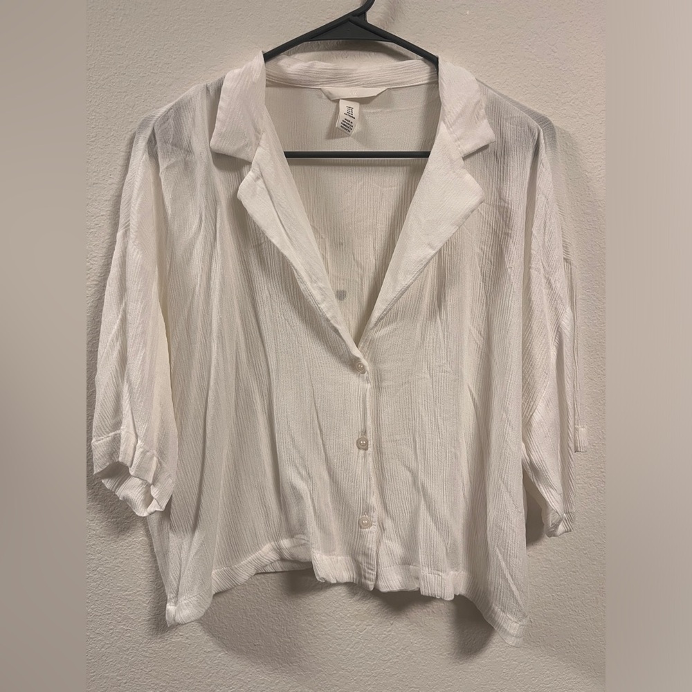 H&M Sheer White Blouse